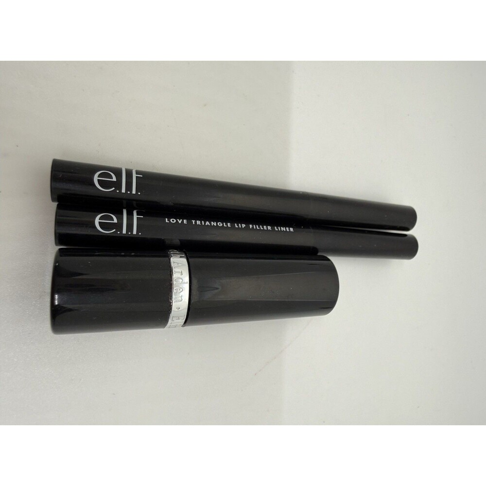 e.l.f. Love Triangle Lip Liner Pink Rose, Deep Brown, Elizabeth A. Red Lipstick